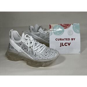 Steve Madden Women's Maxima Rhinestone Trim Trainer Sneakers - White 7.5M
